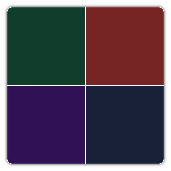 Color swatch with four solid colors: green, red, blue, and purple.