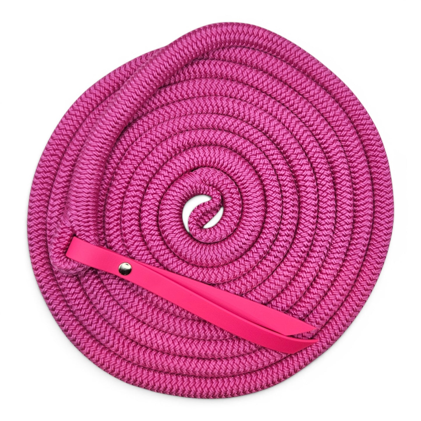 pink 15ft waterproof groundwork rope with biothane popper for horses