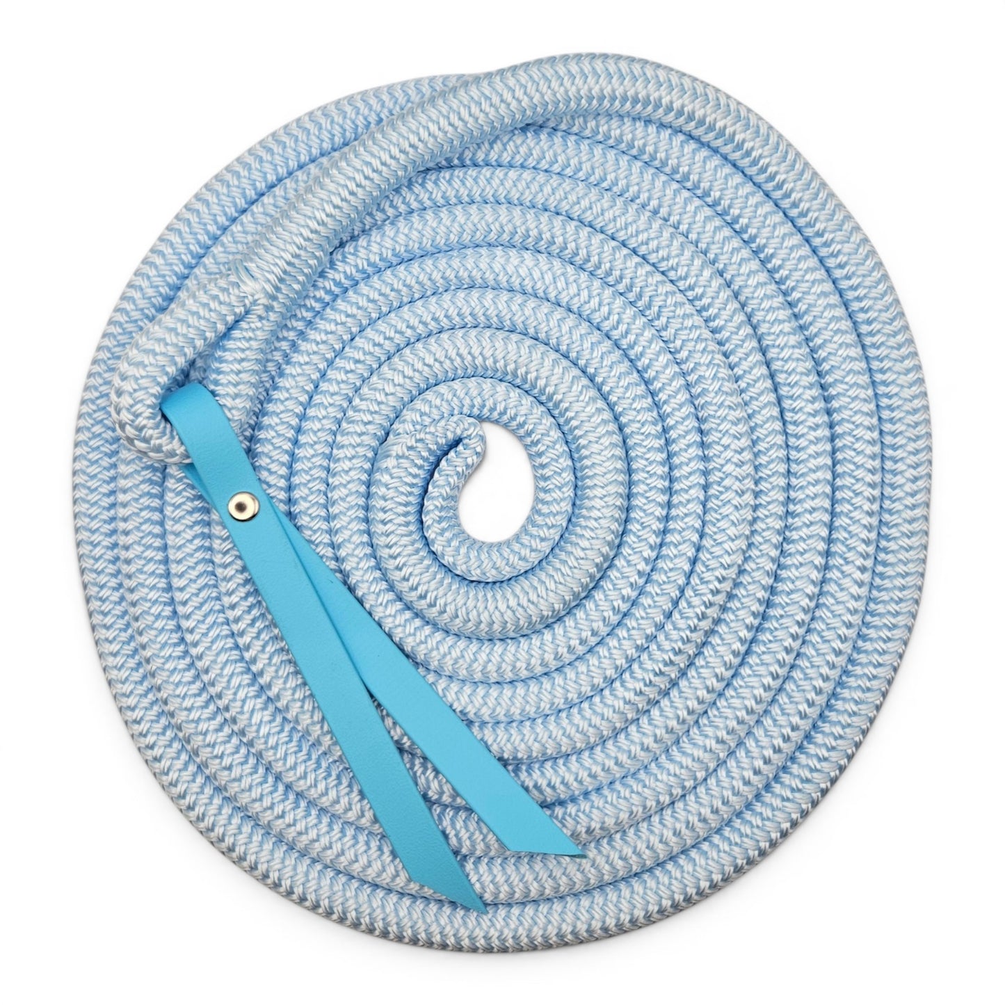 sky blue 15ft waterproof groundwork rope with biothane popper for horses