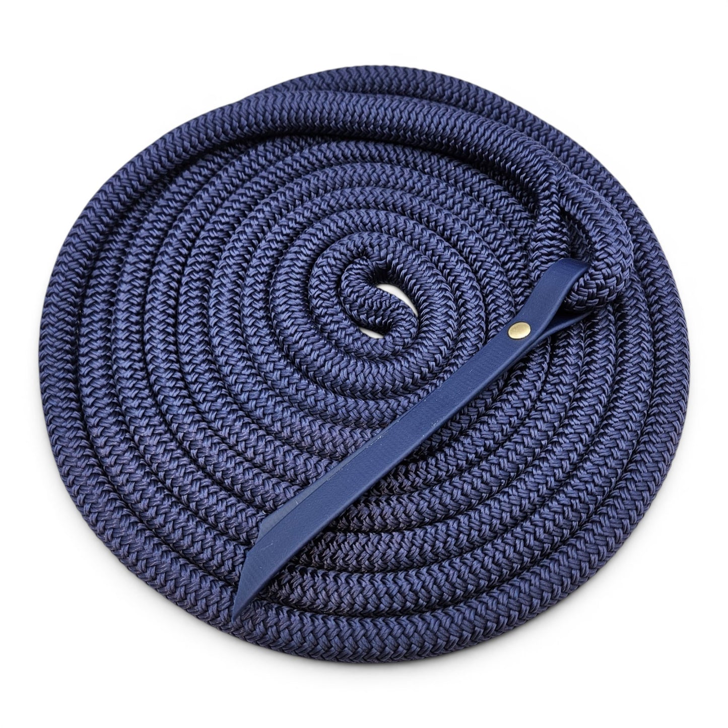 navy 15ft waterproof groundwork rope with biothane popper for horses