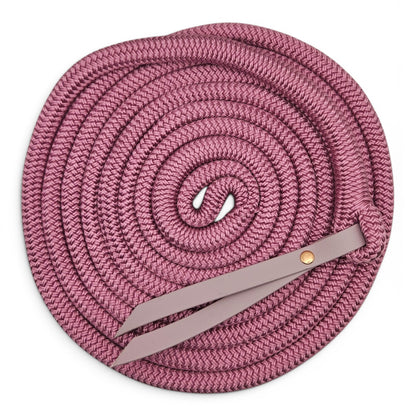 pink 15ft waterproof groundwork rope with biothane popper for horses