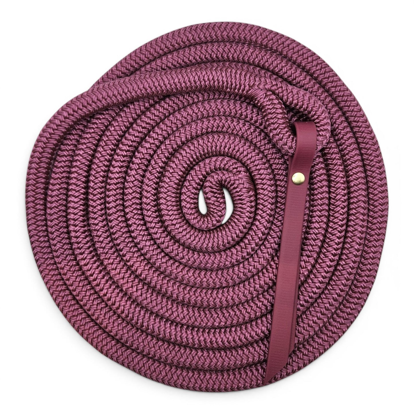 burgundy 15ft waterproof groundwork rope with biothane popper for horses