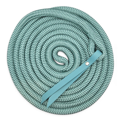 turquoise 15ft waterproof groundwork rope with biothane popper for horses
