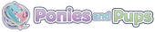 Logo of 'Ponies and Pups' with a stylized horse icon.