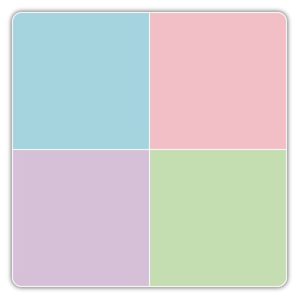 Four square color swatches in pastel colors arranged in a 2x2 grid.
