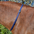 Ponies and Pups navy blue BioThane adjustable horse neck strap with gold buckle, waterproof and durable.