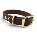 Ponies and Pups brown BioThane dog collar with gold buckle and D-ring, waterproof and adjustable.