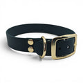 Ponies and Pups dark green BioThane adjustable dog collar with gold buckle and D-ring. Waterproof and handmade.