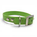 Ponies and Pups lime green adjustable BioThane dog collar with silver buckle and D-ring. Waterproof and handmade.