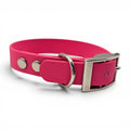 Ponies and Pups bright pink BioThane waterproof dog collar with silver buckle and studs