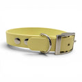 Ponies and Pups pale yellow BioThane adjustable dog collar with silver hardware, waterproof and handmade.