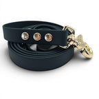 Ponies and Pups dark teal BioThane dog lead with gold hardware, 150cm length, waterproof and stink-proof.