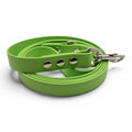 Ponies and Pups lime green BioThane dog lead, waterproof and stink-proof, 150cm length, silver hardware.