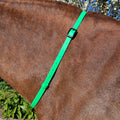 Ponies and Pups bright green BioThane adjustable horse neck strap with black buckle, waterproof and durable.