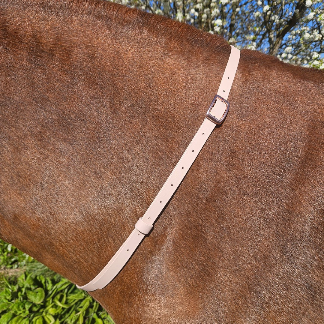 Ponies and Pups light pink BioThane adjustable horse neck strap with rose gold buckle