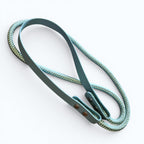 Ponies and Pups custom blue BioThane and rope liberty neck rope for bridleless horse riding with metal hardware.