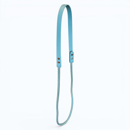 Ponies and Pups light blue BioThane and rope liberty neck rope for bridleless horse riding.