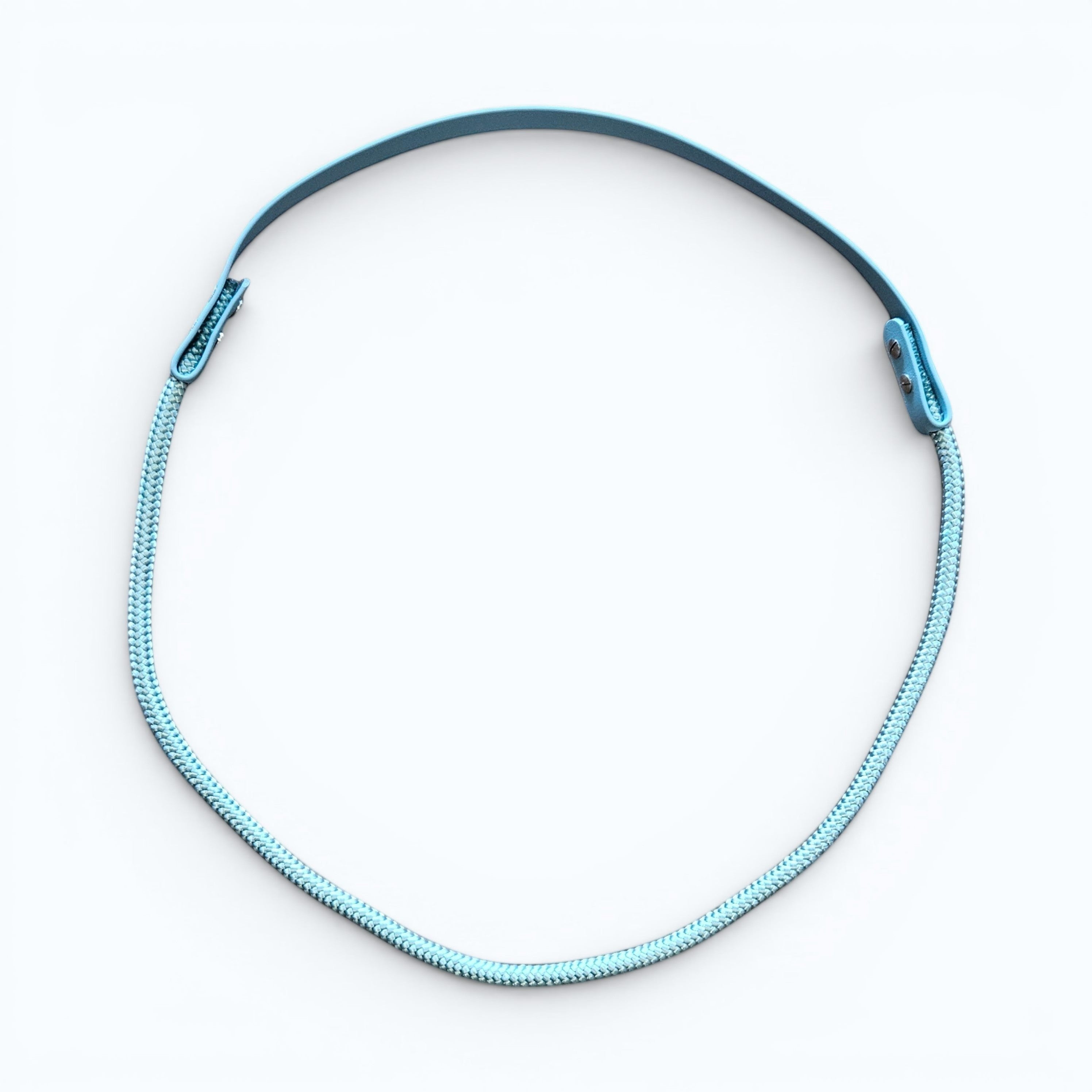 Ponies and Pups light blue BioThane and rope liberty neck rope for bridleless horse riding.