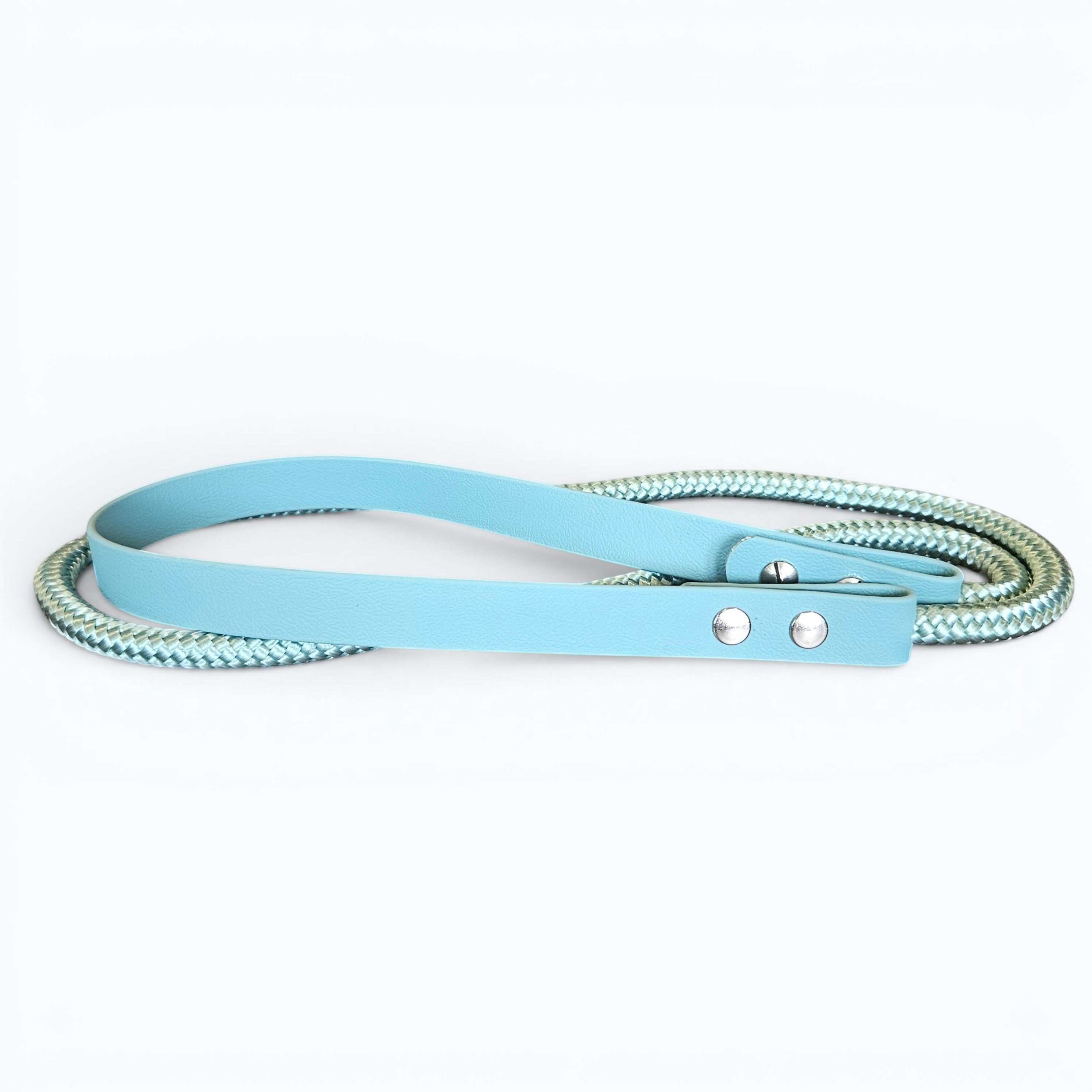 Ponies and Pups light blue BioThane and metallic rope liberty neck rope for bridleless horse riding