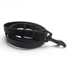 Ponies and Pups black BioThane dog lead, waterproof and stink-proof, with a metal clasp.