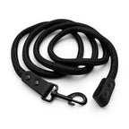 Ponies and Pups black double braided PPM lead rope with matching BioThane detailing and a sturdy metal clip.