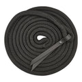 Ponies and Pups 15ft black PPM double braid groundwork rope with BioThane popper and silent spliced eye connection.
