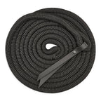Ponies and Pups 15ft black PPM double braid groundwork rope with BioThane popper and silent spliced eye connection.