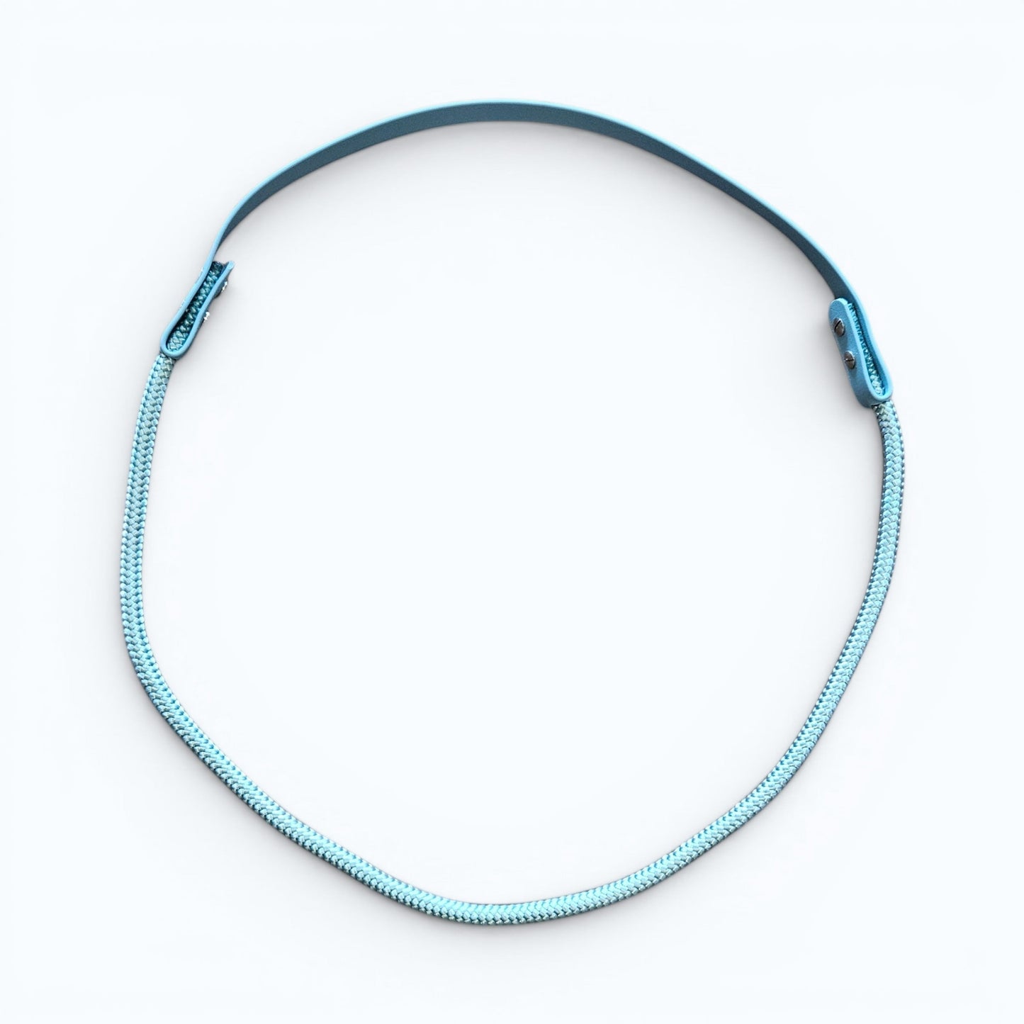 Ponies and Pups light blue hybrid liberty neck rope featuring a waterproof BioThane grip and durable PPM rope.