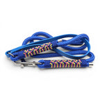 Ponies and Pups blue dog lead with BioThane handle and braided rope detailing in pink and yellow.