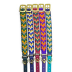 Ponies and Pups handmade braided dog collars in various colors: green, blue, burgundy, purple, teal. Weatherproof BioThane & rope.