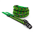 Ponies and Pups handmade braided dog collar in green, yellow, and black BioThane and rope. Weatherproof and durable.