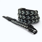 Ponies and Pups Wilmington braided dog collar in black, grey, and white. Weatherproof BioThane and rope construction.