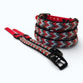 Ponies and Pups Wilmington handmade braided dog collar in red, grey, white, and black paracord with a red BioThane backing.