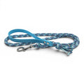 Ponies and Pups blue braided dog lead with turquoise BioThane handle and silver snap hook
