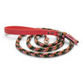 Ponies and Pups Wilmington handmade braided dog lead with coral BioThane handle and multicoloured rope