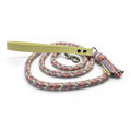 Ponies and Pups pastel braided dog lead with yellow BioThane handle and metal snap hook.