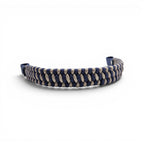 Ponies and Pups flat hunter style browband featuring a blue and beige braided paracord design with durable BioThane loops.