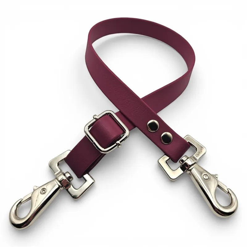Ponies and Pups waterproof burgundy BioThane adjustable horse rug fillet string with stainless steel swivel snaps.