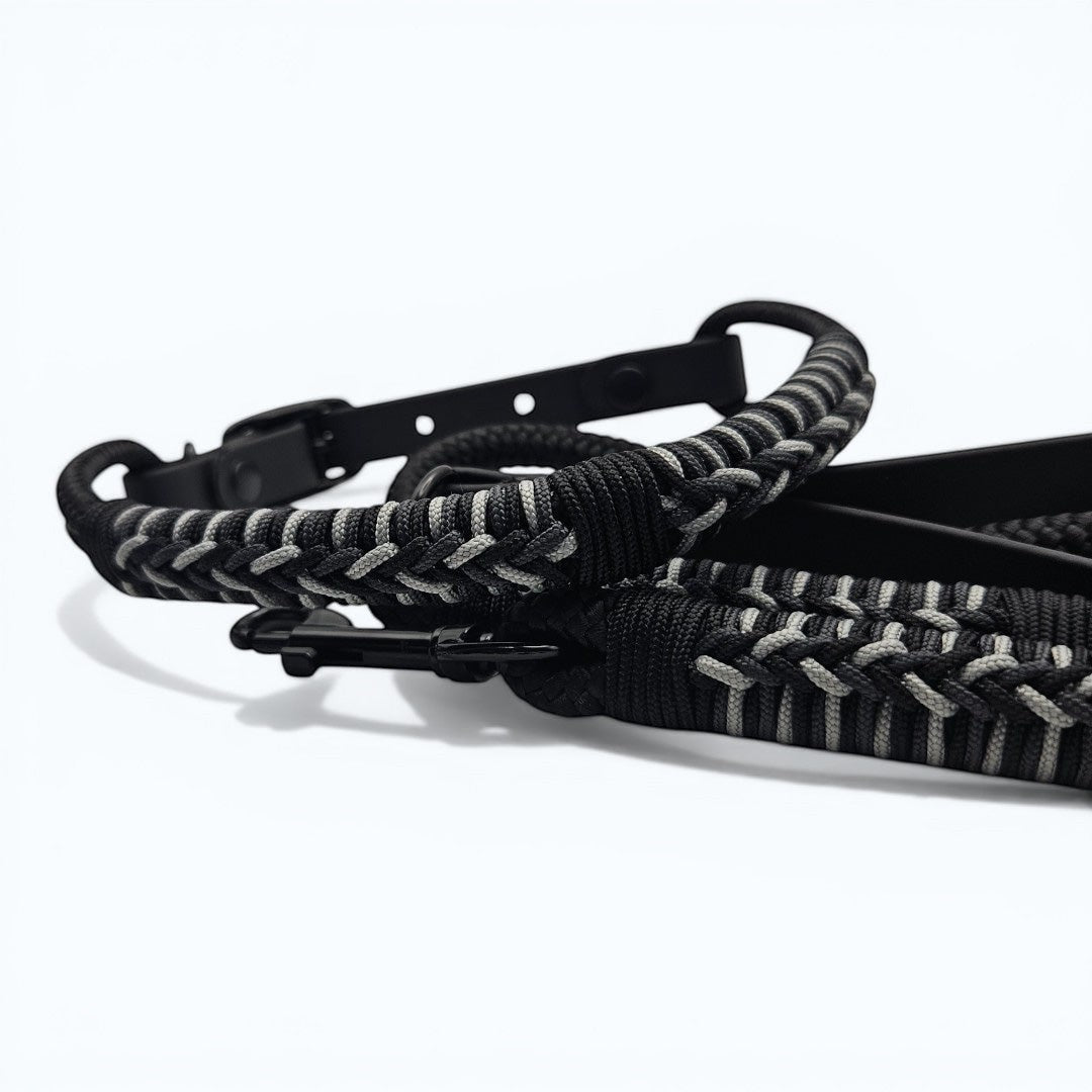 Black Moor Mix rope and paracord dog collar