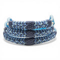 Ponies and Pups Firle dog collar in blue, featuring braided paracord and a weatherproof BioThane strap.