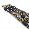 Ponies and Pups Firle dog collar with navy, gold, and white braided paracord and weatherproof BioThane strap.