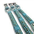 Ponies and Pups Firle dog collar with teal BioThane and braided teal and olive paracord with silver flecks.