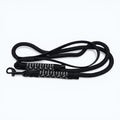 Ponies and Pups Firle black dog lead with BioThane handle and braided rope, featuring herringbone paracord detail and metal snap hook.