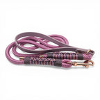 Ponies and Pups Firle dog lead in mauve, featuring a BioThane handle and braided PPM rope with herringbone detailing.