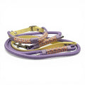 Ponies and Pups Firle dog lead with yellow BioThane handle and purple braided rope with herringbone detail.