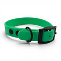 Ponies and Pups green BioThane adjustable dog collar with black buckle and D-ring. Waterproof and durable.
