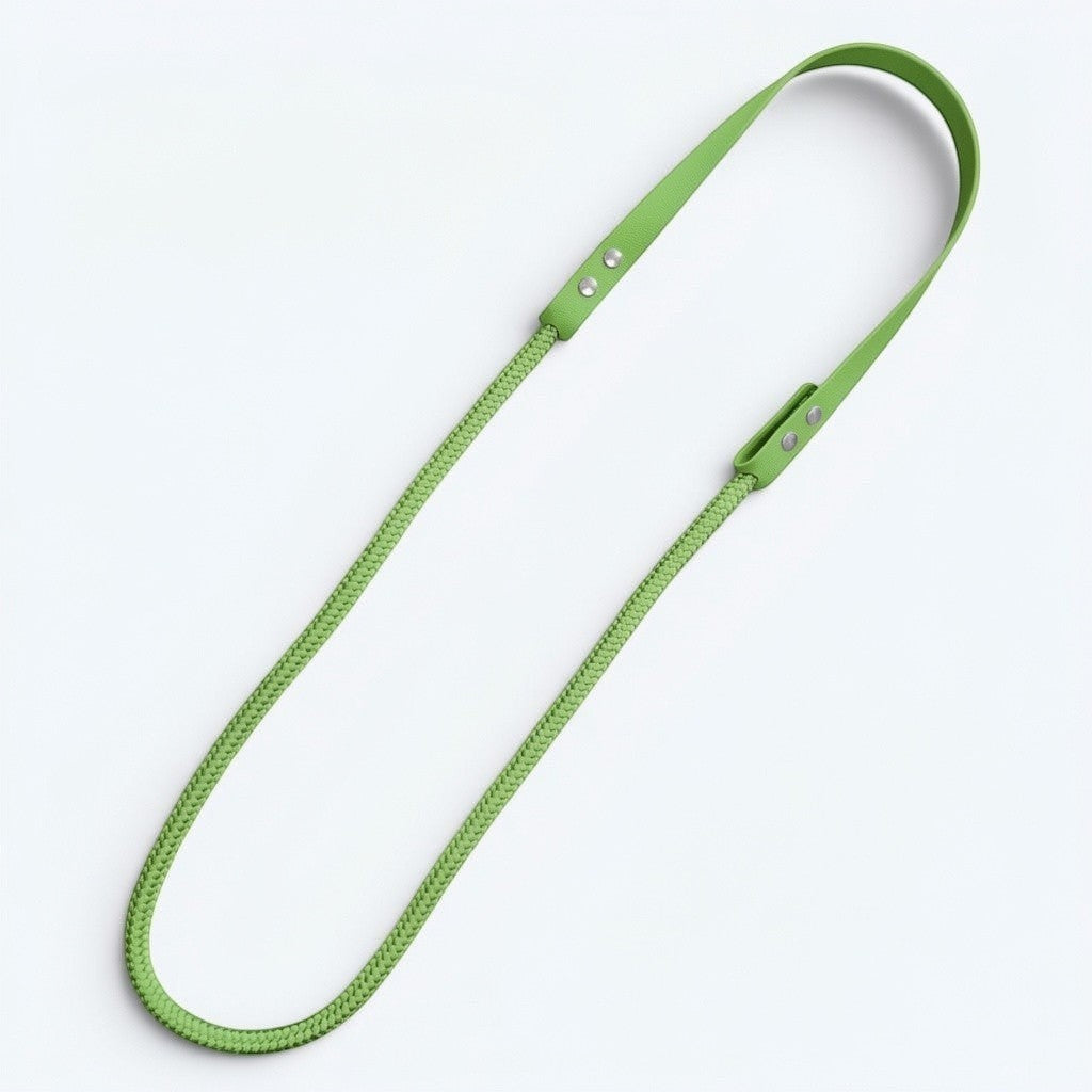 Ponies and Pups lime green BioThane and rope liberty neck rope for bridleless horse riding