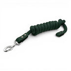 Ponies and Pups dark green double braided PPM lead rope with BioThane detailing and a silver metal clip