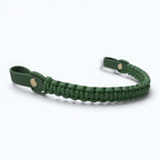 Ponies and Pups green paracord and BioThane horse browband with gold hardware for durable equestrian tack.