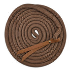 Ponies and Pups 15ft brown PPM double braid groundwork rope with BioThane popper and silent spliced eye halter end.